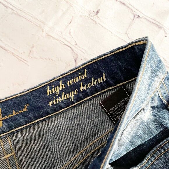 7 For All Mankind Blue Flare Mid Rise Jeans with Distressed Details 25 - Picture 8 of 9